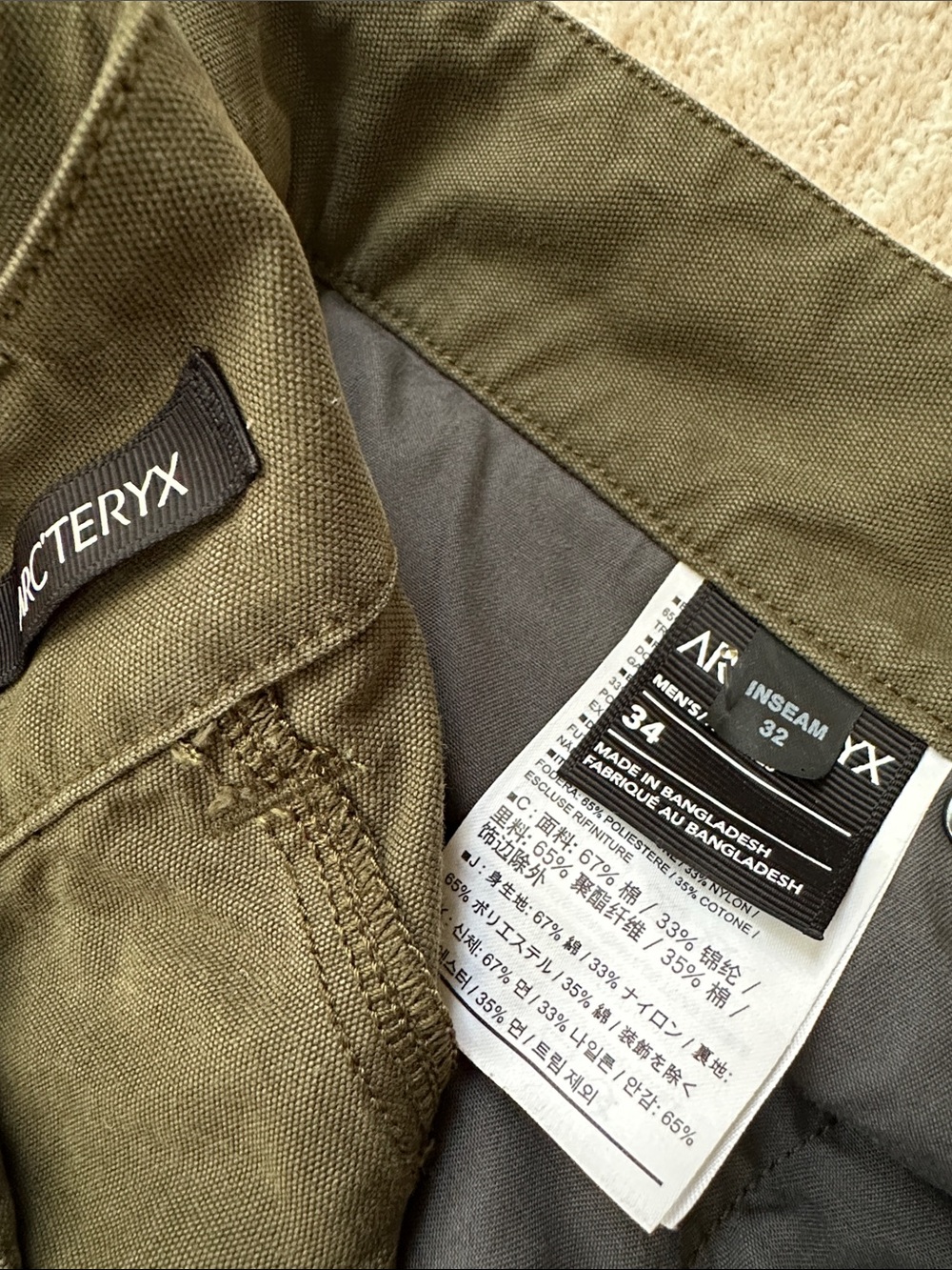 EUC Arc'teryx Cronin Cotton Pant Size Heavy Duty Climbing Utility Green 34” x32” - Picture 14 of 16
